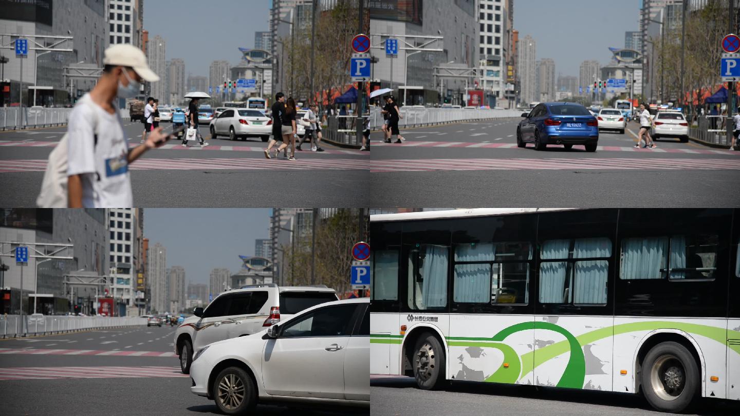 人行道路口人流车流视频素材