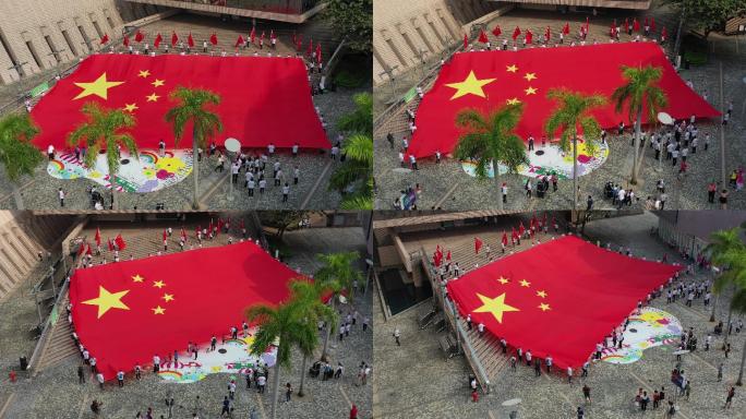 香港市民维港拉巨幅红旗献礼祖国72华诞5