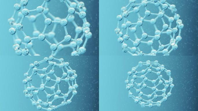 蓝色的微观分子 3D渲染