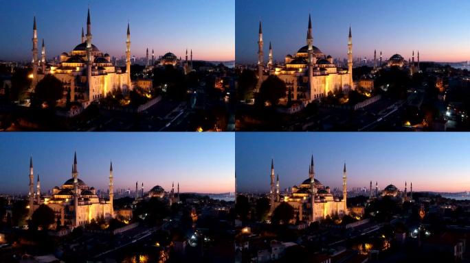 日出前的蓝色清真寺和索菲亚宫