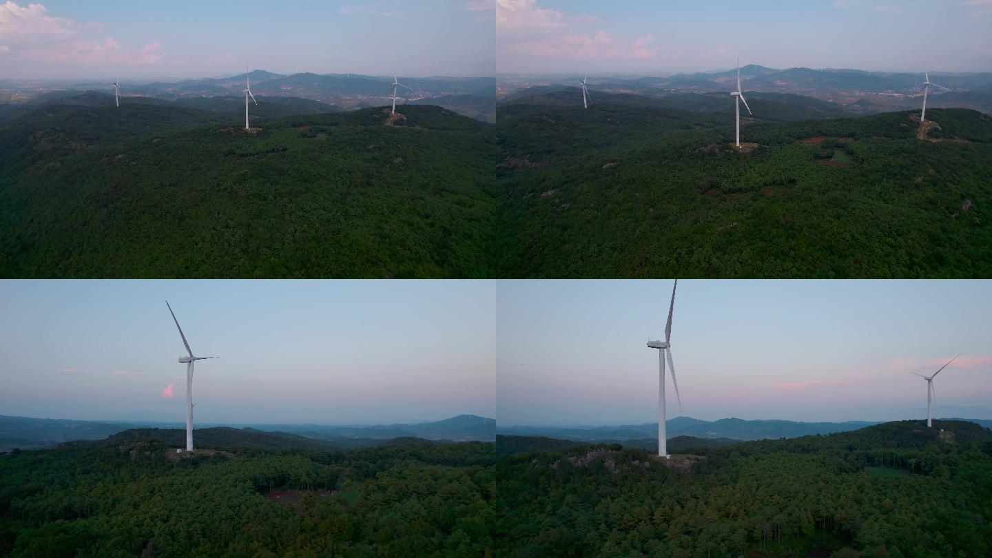 风力发电视频矗立在山颠的发电风车