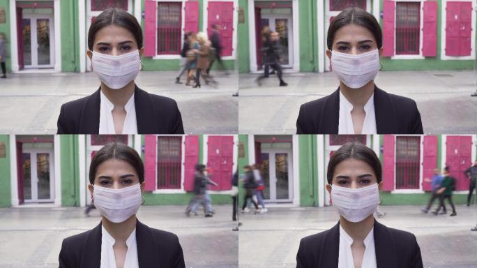 戴口罩的女人4K疫情下的生活