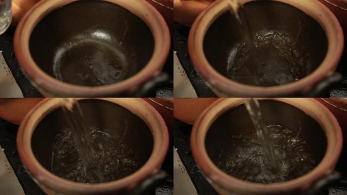 砂锅煮水准备熬粥 (2)