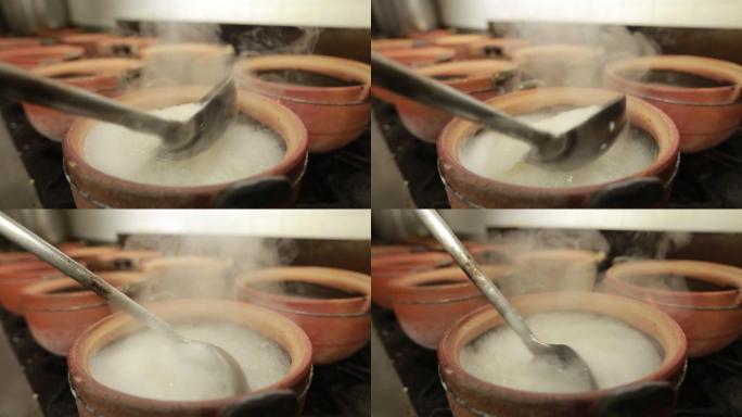 砂锅熬煮白米粥 (1)