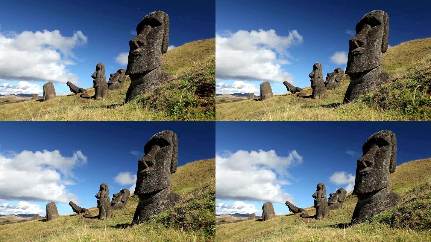 智利复活节岛上的巨人石像