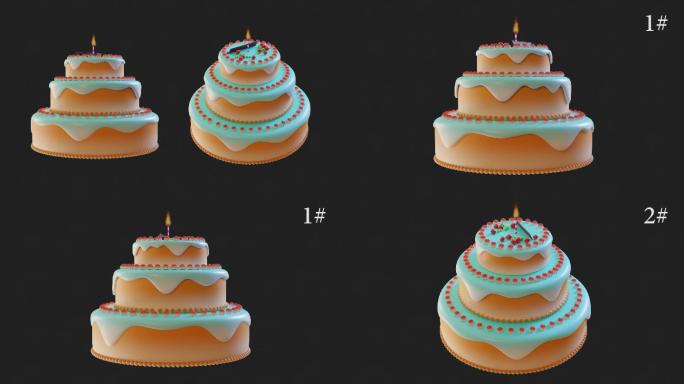 两款原创生日蛋糕视频素材带通道