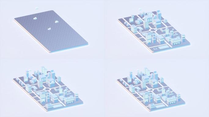 手机上的城市 3D渲染