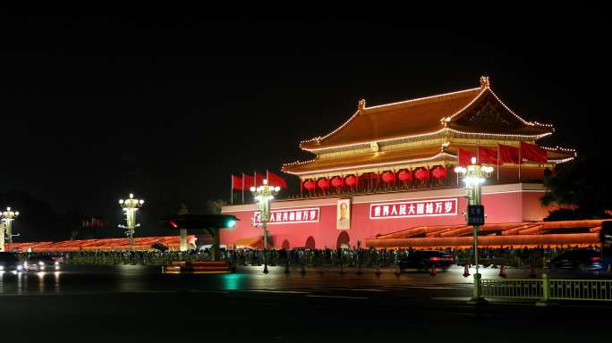 4K实拍灯火里的中国天安门七一100周年