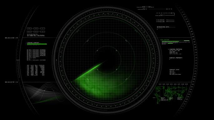 雷达屏幕动画4K科技箭头圆圈音频音波特效