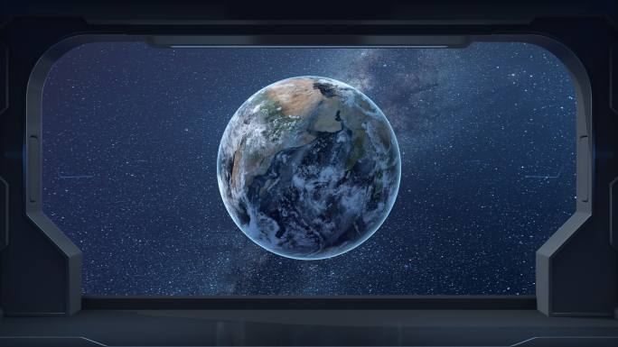太空中的宇宙飞船视角中的地球 3D渲染
