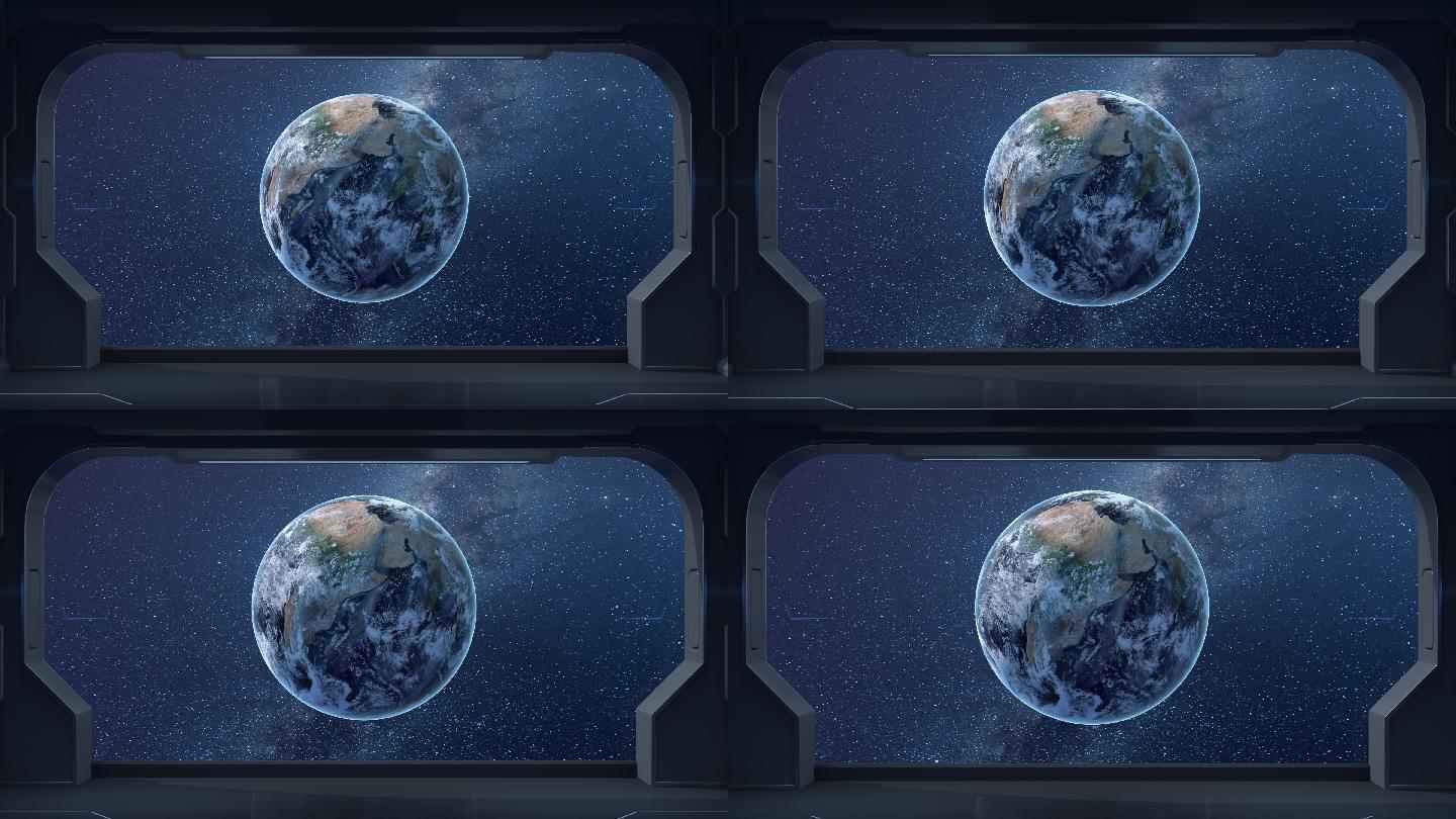 太空中的宇宙飞船视角中的地球 3D渲染