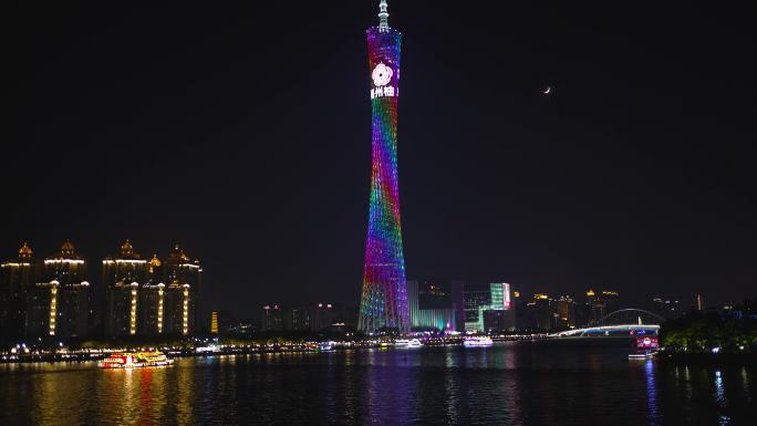 4K广州地标广州塔小蛮腰夜景