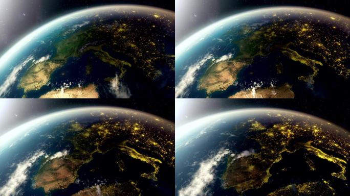 欧洲从太空到黑夜