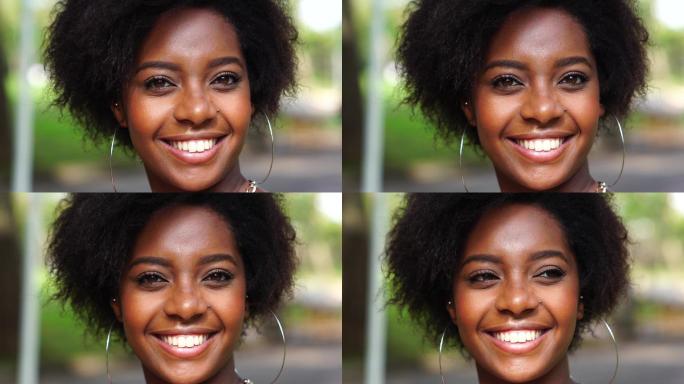 快乐的非洲年轻女子画像