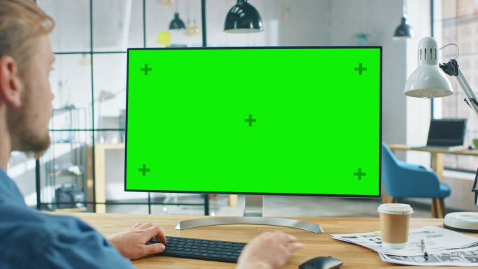 电脑绿屏抠像企业宣传片白领商务金融办公