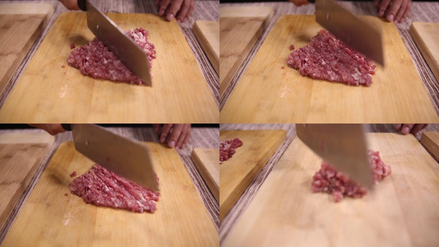 用不同材质案板剁肉馅 (5)