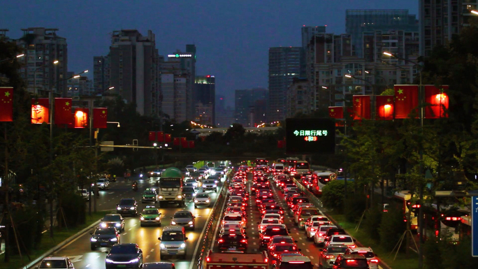 车流城市道路交通大气污染拥堵行驶机动车流
