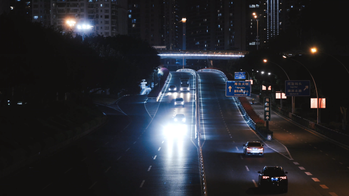 4k 夜晚的车流 街道 马路 车来往