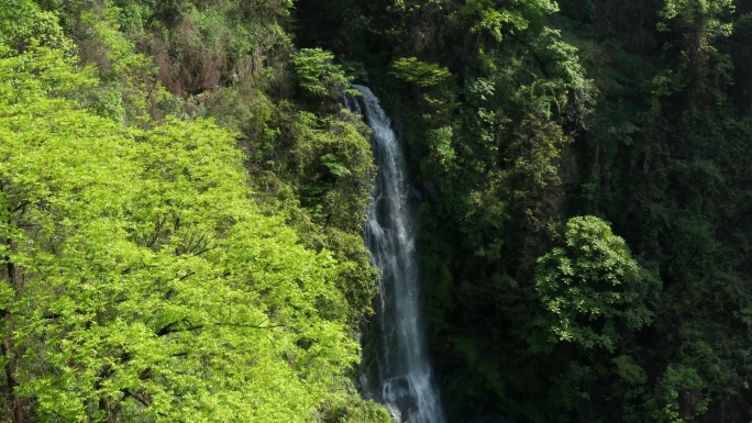 4K航拍瀑布 浏阳周洛大峡谷原始森林