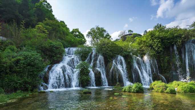 贵州贵阳流动的瀑布自然风光延时摄影