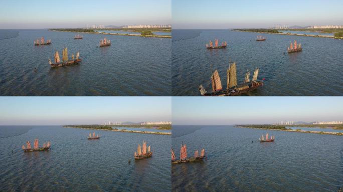 无锡太湖帆船4K航拍素材
