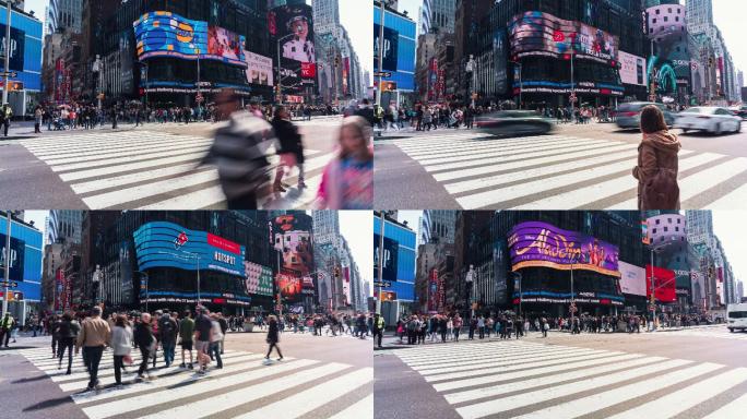 美国纽约时代广场的人群