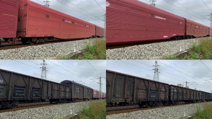 中国铁路运输铁路货运和谐号货运列车4K