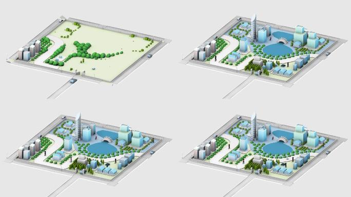 社区建筑2.5D卡通MG动画视频素材