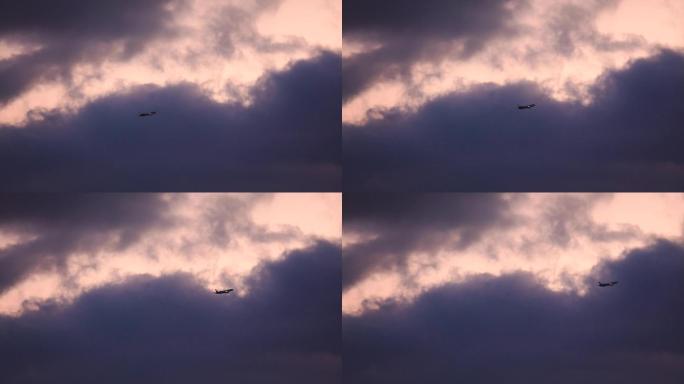 飞机飞行航班飞过天空云海天空云朵