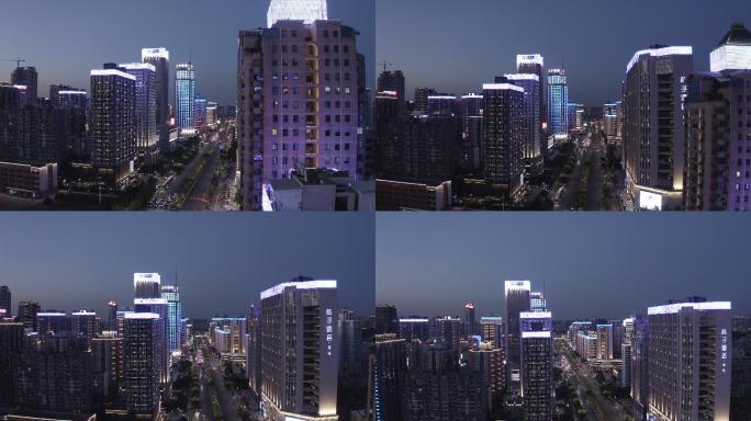 西安高新路建筑夜景航拍