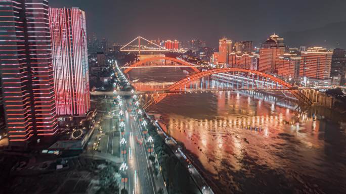 【4K】宜宾夜景 青橙色