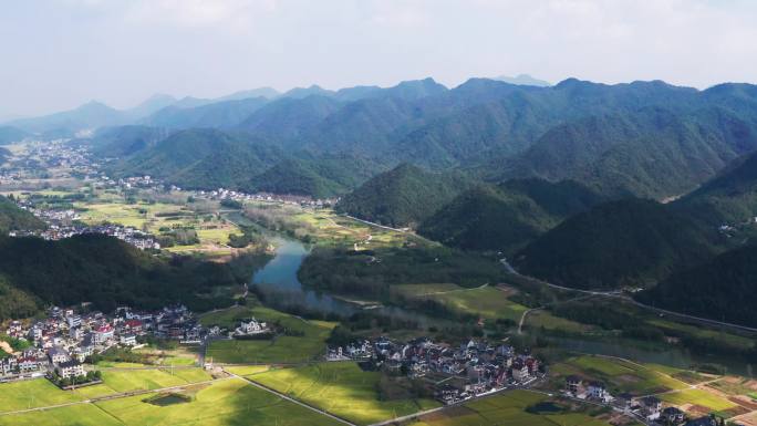 航拍杭州富阳田园风光