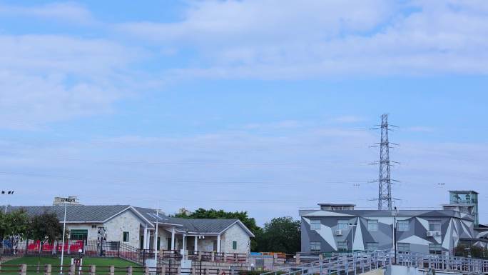 城市日落建筑，宫崎骏村庄油画延时