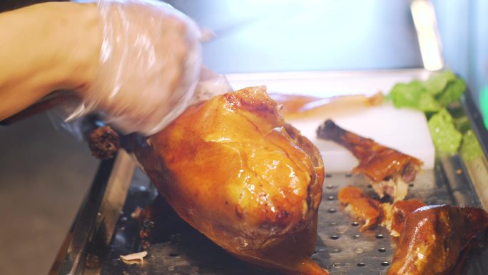 美食视频素材切烧鸭烤鸭
