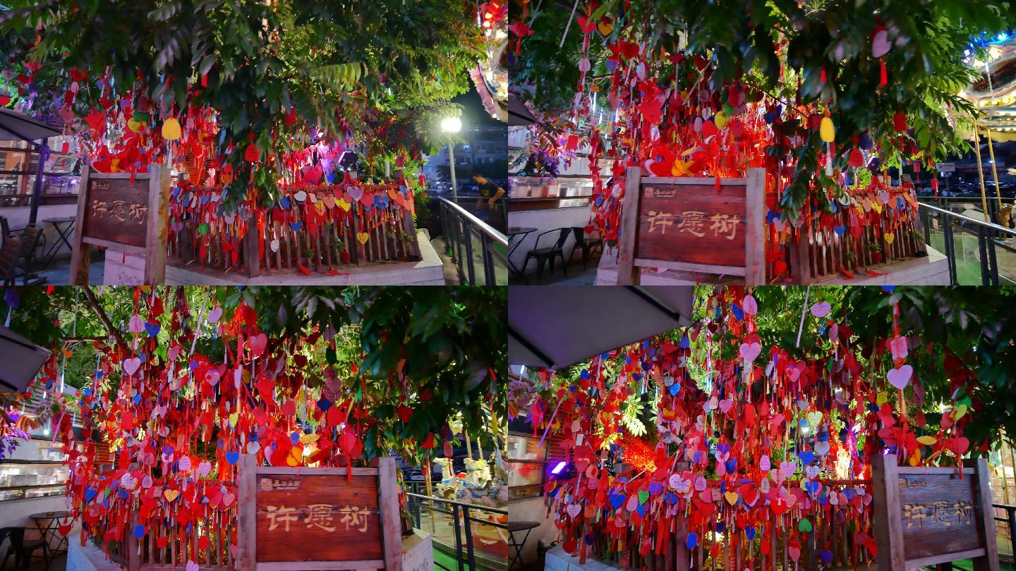 广西桂林阳朔西街夜景许愿树