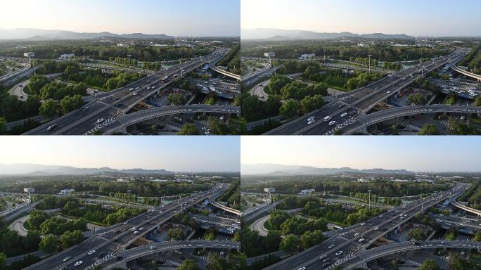 黄昏时候北京城市万泉河立交桥实时视频