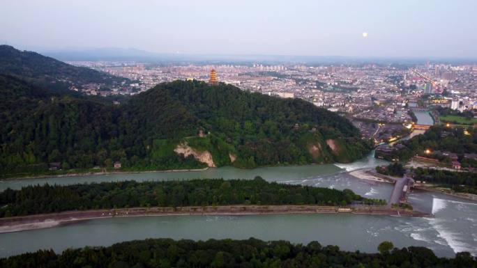 都江堰城市全景 夜景