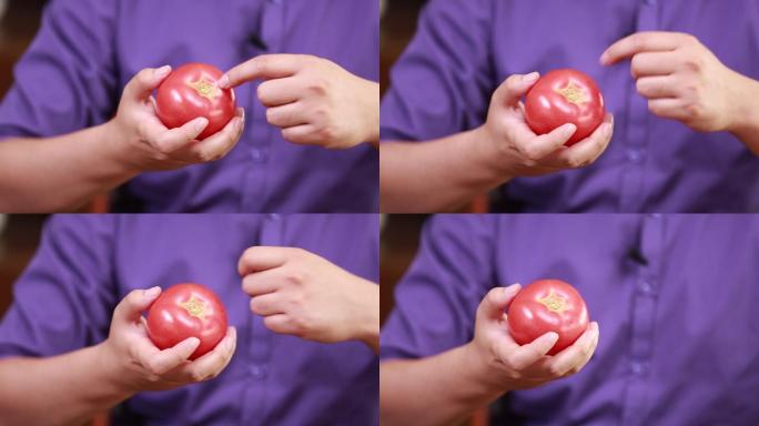 手里拿西红柿 (2)