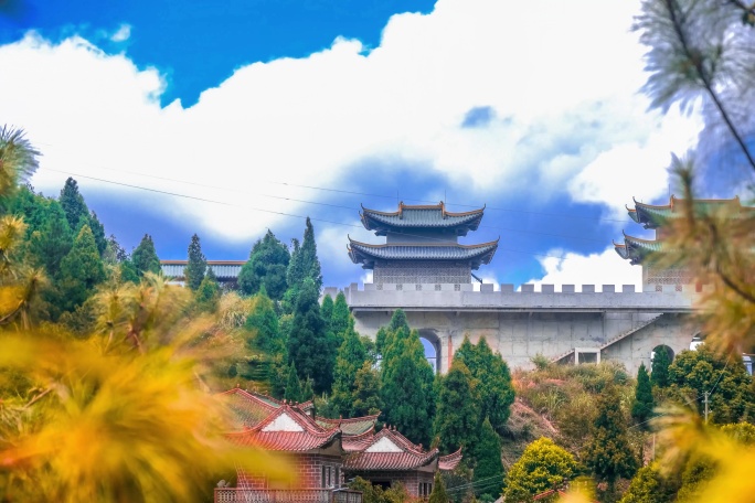寺庙禅寺建筑古风中式蓝天白云延时中国风
