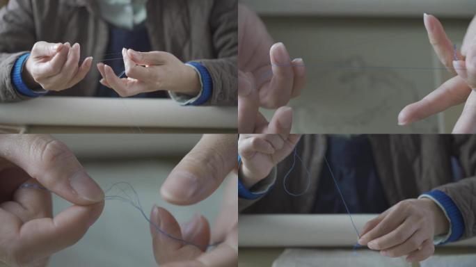 刺绣劈线掰丝手部特写动作高速100帧素材