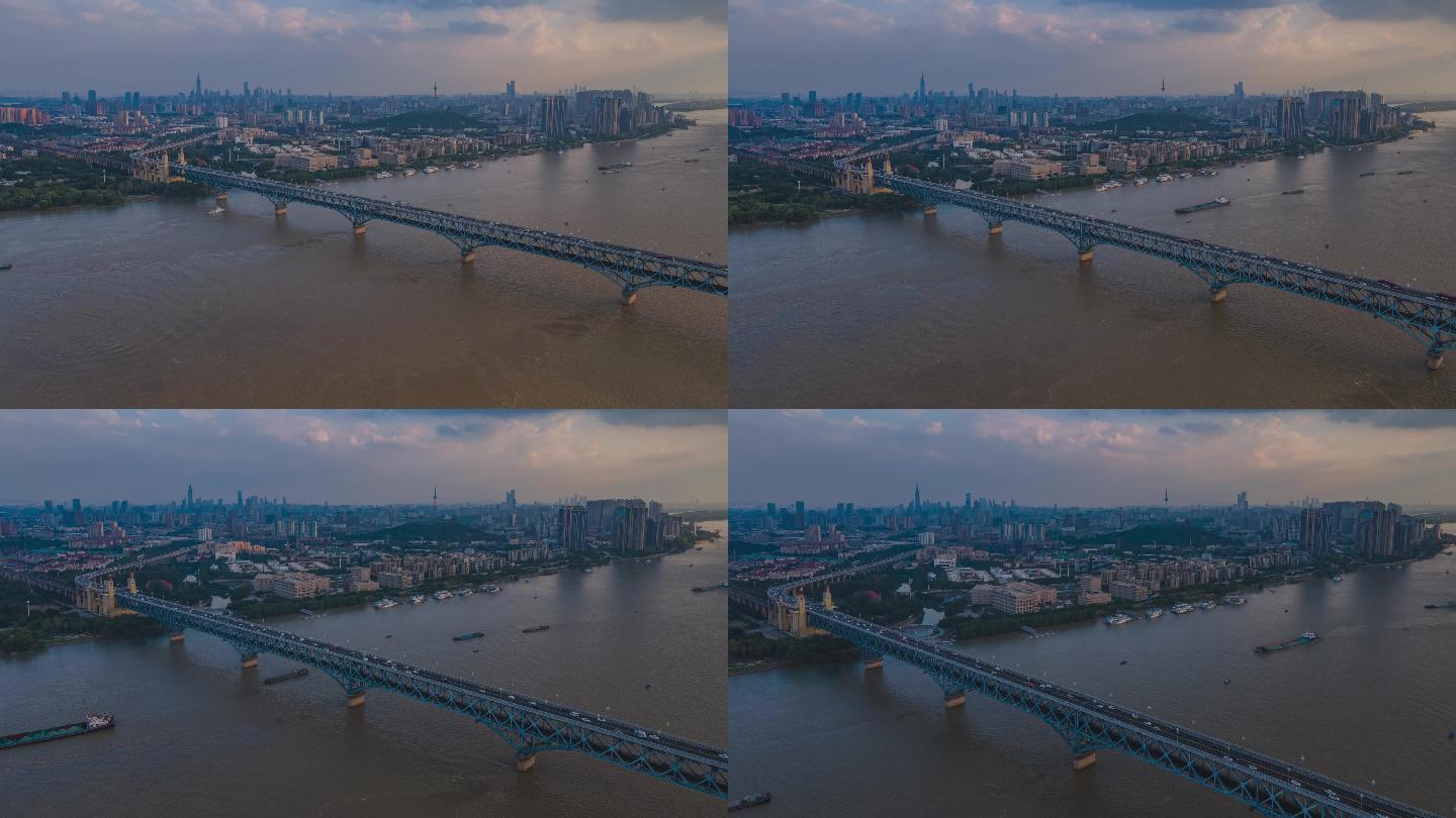 南京长江大桥延时航拍