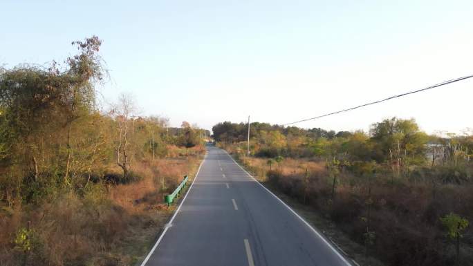 【4K】武汉黄陂乡村道路航拍穿梭