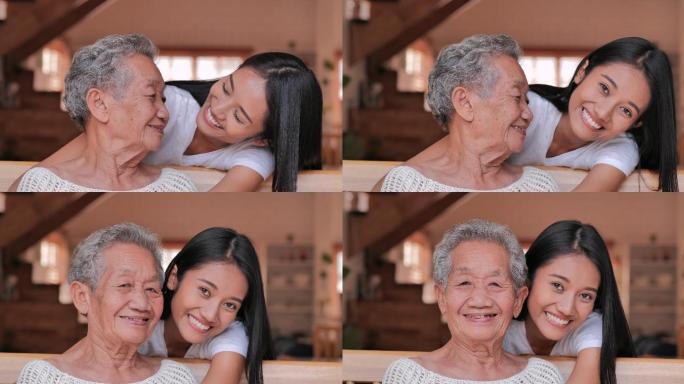 与祖母交谈的女孩奶奶孙女外婆外甥女关爱老