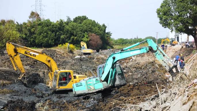 1080P乡村振兴河道清淤新农村