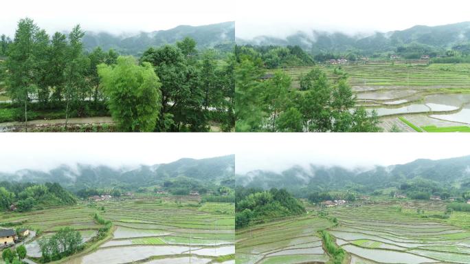 乡村 乡村航拍 山 山峰 山村道路