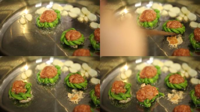 蒸锅笼屉蒸制豇豆酿肉 (5)