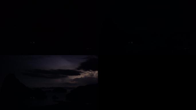 泰国潘尼加夜间闪电和雷雨云的4K