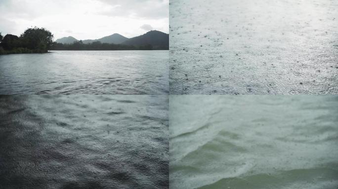 下雨 水面 湖面 暴雨 危险 行驶 船