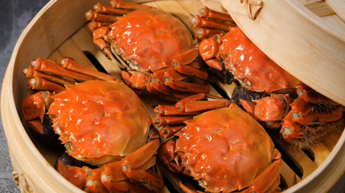 【4K原创】清蒸大闸蟹螃蟹美食河鲜实拍