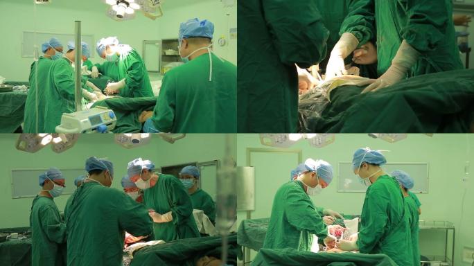 剖腹产手术全过程医院医生手术室婴儿出生